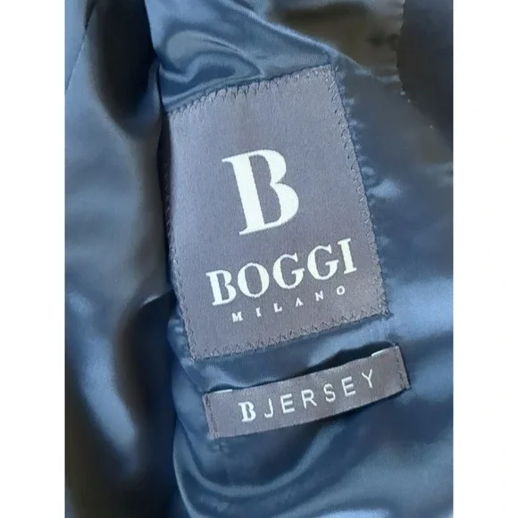 Boggi Milano B Jersey Unstructured Blazer Sz 48 Navy Blue Cashmere Lyocell Cot